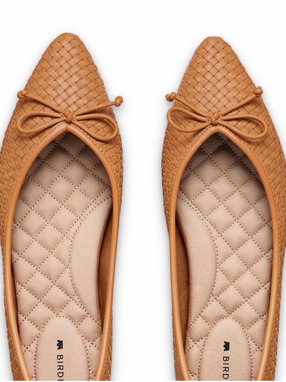 Birdies Goldfinch Tan Weaved with Bow & Almond Shape Toe Flats -Sz 7.5